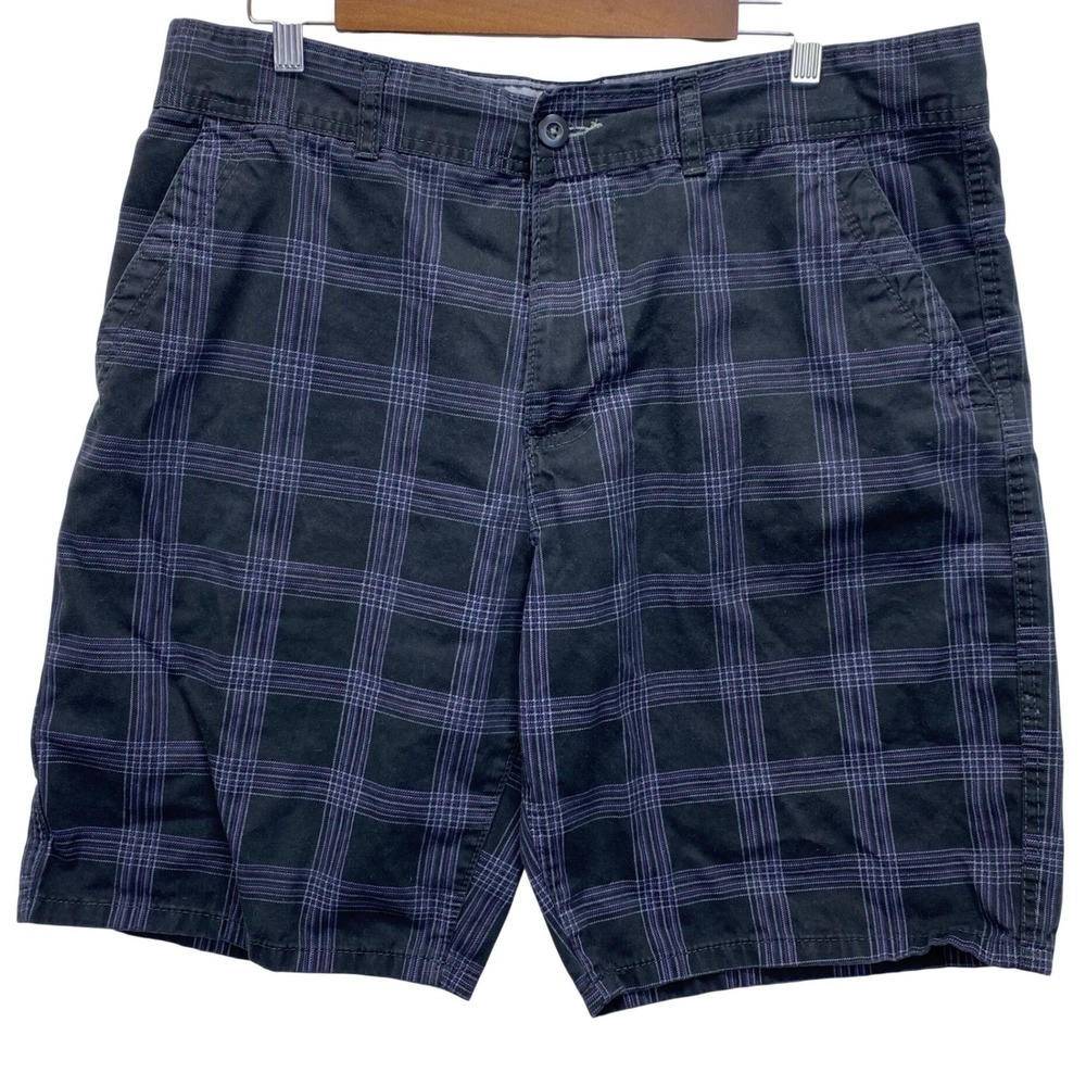 Ocean Pacific OP‎ Mens Plaid Shorts Black Purple Cotton Size 36 0M12Y005